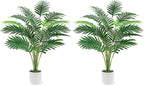 Der Rose 28'' Artificial Palm Tree Tall Fake Tropical Faux Trees Indoor and Outdoor for Home Bathroom Porch Outside Patio Decor (White Pot) (Pack of 2)