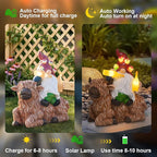 DKJOCKY Gnome Garden Decor Statue with Solar Light Lantern, Highland Cow Birthday Gifts for Women Mom Grandma, Funny Waterproof Resin Figurine Outdoor Decorations for Yard Patio Lawn Balcony Porch