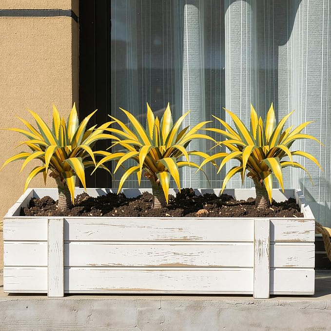 Artificial Green Edged Gold Leaf Spiny Agave Plant with 23 Leaves, 19.68in Faux Agave for Indoor & Outdoor Home Decor Perfect for Porch Living Room Bedroom Patio & Office （2 Pack）