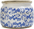 Dosayes Large Ceramic Pot for Planters, Ice Crack Glazed Flower Pot with Drainage Holes,5.91inch Vintage Planters for Indoor and Outdoor (Blue)