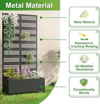 Casaphoria Metal Raised Garden Bed with Trellis and Wheels, 72"x35"x16" Planter Box for Climbing Plants, Vegetables & Vines, Features Drainage Holes and Privacy Screen (Black-Harold)