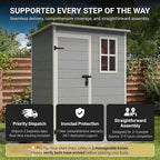 Gizoon 5x3 FT Resin Outdoor Storage Shed, Weather-Resistant Plastic Garden Tool Shed with Floor and Lockable Door for Backyard, Patio, Lawn, Grey