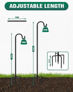 Breeze Touch 1Pack 32 Inch Adjustable Shepherd Hooks for Outdoor Outside, Heavy Duty with 5 Prongs Base, for Hanging Lantern, Hummingbird Feeder, Lightweight Plant, Wind Chime, Bird Feeder Hanger