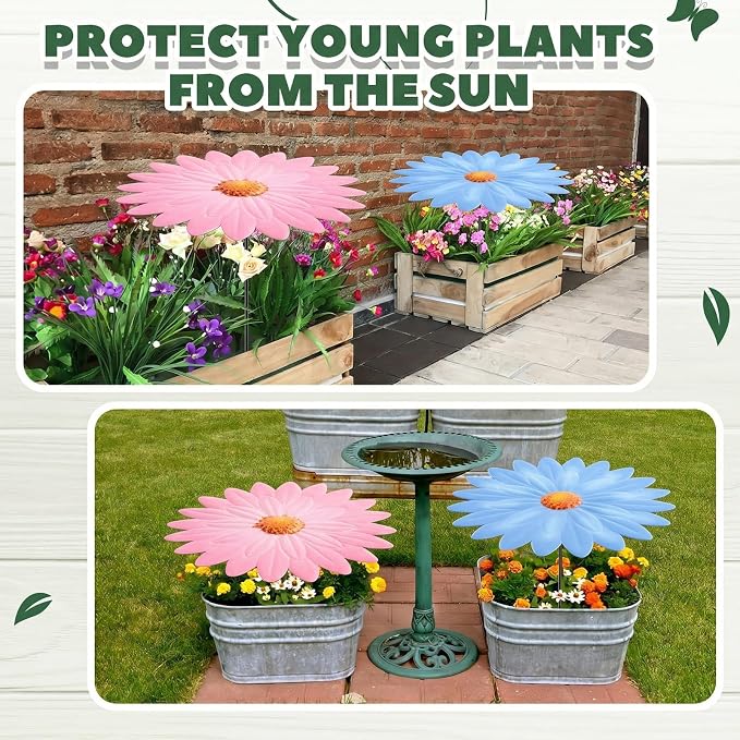 Threehoney 2 Pack Metal Plant Umbrellas for Outdoor Small Plants Shade Cover 12 in Metal Garden Shade Disk Outdoor Garden Umbrella for Potted Live Decor