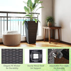 Giantex Set of 2 Outdoor Wicker Flower Pot, 30 Inch Tall Planters with Drainage System, PE Rattan Flower Pots, Indoor Outdoor Decoration for Front Porch Balcony Entryway, Dark Brown