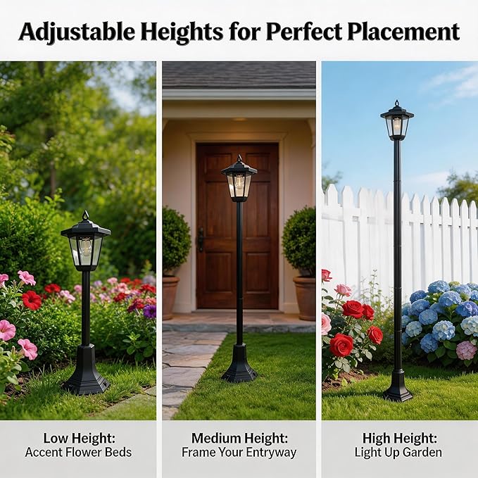 2 Pack 61" Solar Lamps Post,Solar Lamp Post Lights Waterproof Perfect for Festive Decoration in Gardens, Lawn, Patio, Front/Back Door