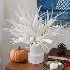 7 PCS Artificial Stems Fake Plants for Spring Summer Decor, 26 in Fake Leaves Greenery Branches White Silk Flowers Faux Foliage DIY Stems for Vase Home Kitchen Farmhouse Indoor Table Centerpiece