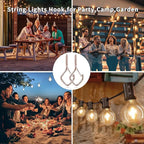 30 Pcs Outdoor Hooks for String Lights,Screw Hooks for Hanging Plants,Ceiling Hooks with Safety Buckle,Square Hanger for Wind Chimes,Bird Feeder,Lanterns,Christmas Decorations Rose Gold