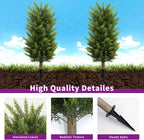Set of 2 3FT Artificial Cedar Topiary Trees with Thickened Ground Spike, UV Resistant Faux Evergreen Bushes Fake Cypress Shrubs for Indoor Outdoor Front Porch Garden Decor