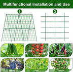 48 x 48 Inch Foldable Cucumber Trellis for Raised Bed- A-Frame Garden Trellis for Climbing Plant Outdoor with Climbing Net and Plant Support Clip for Outdoor Plants Zucchini Vegetables Tomato Flowers