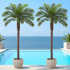 8.5FT Artificial Coconut Palm Set of 2, Faux Silk Palm Tree, Tropical Fake Trees for Indoor Outdoor, Large Sago Palm Plants for Home Office Garden Patio Poolside Backyard