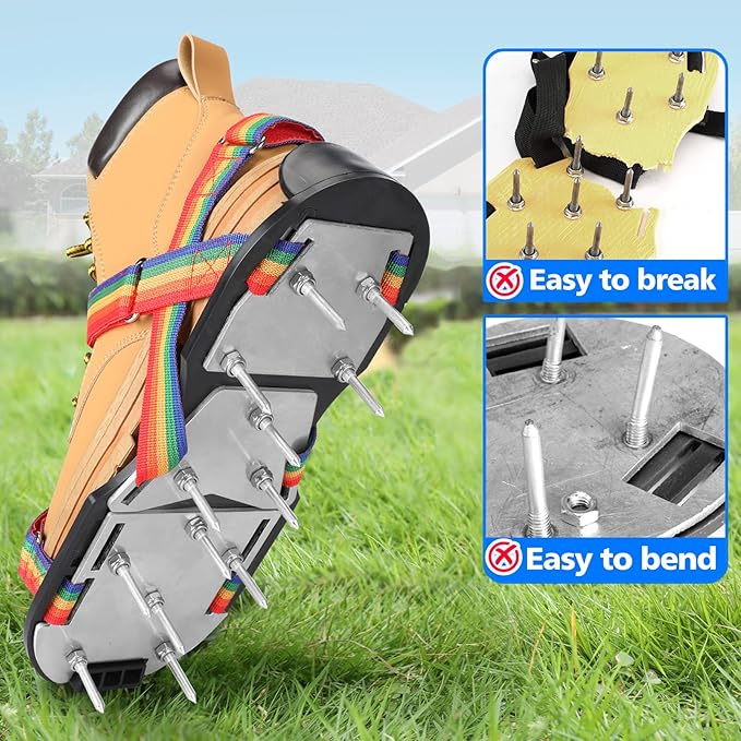 Lawn Aerator Shoes for Grass - Pre-Assembled Grass Aerator Shoes for Lawn - Soil Yard Aerator Tool for Aerating Patio Garden, Colorful, Medium Size