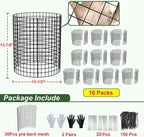 10 Pack Plant Protector from Animals, 13.5" Dia x 14" H Wire Plant Protectors, 30pcs Pre-Bent Metal Mesh to Keep Animals Out with Zip Ties & Stakes (10 Packs)
