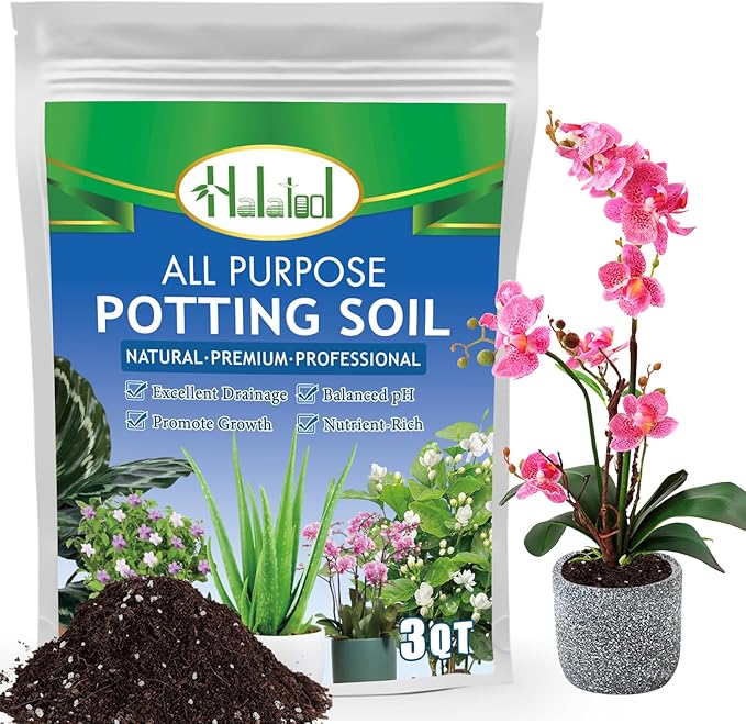 Halatool 3QT Indoor Potting Soil for Plants Orchid Potting Mix Garden Top Succulent Bonsai Soil for Aloe Vera Houseplants Flowers Vegetables & Herbs