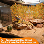 RAINFLOW 3 PCS Fake Hanging Ferns - Fake Eucalyptus Vines for Bearded Dragon Snake Geckos Hermit Crab Lizard Chameleon Reptile Decor(Orange)