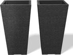 Kante 22 Inch Tall Planter Set of 2, Large Taper Planter for Outdoor Indoor Garden Patio Front Door (Black)