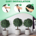 Shinoske 23" Boxwood Topiary Balls Tree Artificial Outdoor,Set of 2 Outdoor Fake Bushes Plant with Ground Spike,UV Resistant Artificial Plants for Garden,Porch,Yard,Balcony Decor