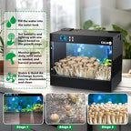 Smart Mushroom Grow Box Automatic Humidification and Water Spray,Mushroom Grow Chamber with Grow Light,Smart Mushroom Monotub Growing Kit 16x11X13 inches with LCD Screen, Smart Growing Tent