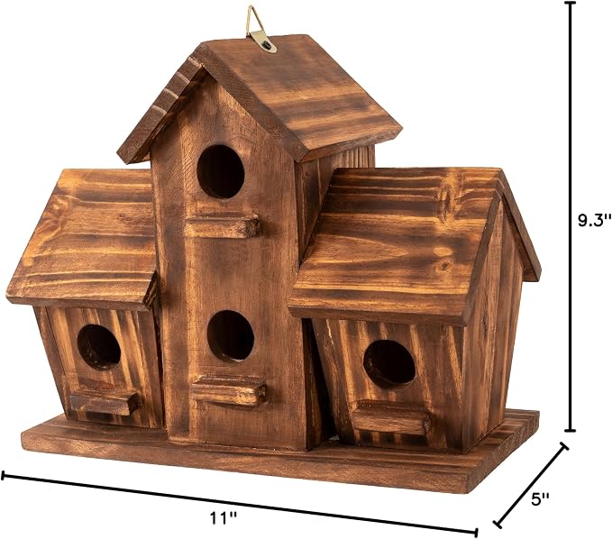 COLEBA Bird Houses for Outside, Outdoor 4 Hole Bird House Room for 4 Bird Families Bluebird Finch Cardinals Hanging Birdhouse for Garden