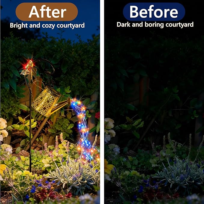 SRNPMIU Solar Watering_Can Light, Solar Outdoor Decorative,Garden Decor Lights for Yard, IP65 Waterproof Hanging Lantern Landscape Lights, Garden Gifts for Mom, Grandma Women Birthday