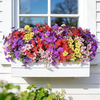 Alupssuc 20 Bundles Artificial Flowers for Outdoor Indoor Decoration, UV Resistant No Fade Fake Plants Eucalyptus, Colorful Faux Spring Flowers for Outside Yard Porch Patio Garden Home Window Box