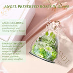 FIACO Gifts for Women Birthday Preserved Rose Forever Flower in Glass Angel Figurines Fresh Flowers for Delivery Prime for Mom Real Orange Roses for Grandma Sister Wife Her from Daughter