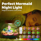 JOYEEMAX Mermaid Light-Up Terrarium Kit for Kids - LED Night Light Birthday Gift for Girls Ages 4 5 6 7 8-12 Year Old - Mermaid Toys for Girls - DIY Arts and Crafts Kit for Kids