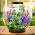 QUOZUO Fish Tank Accessories Aquarium Decorations Plants, 9pcs Colorful Fish Tank Artificial Plants and Cave Rock Decor Set, Aquarium Decor Plastic Plants