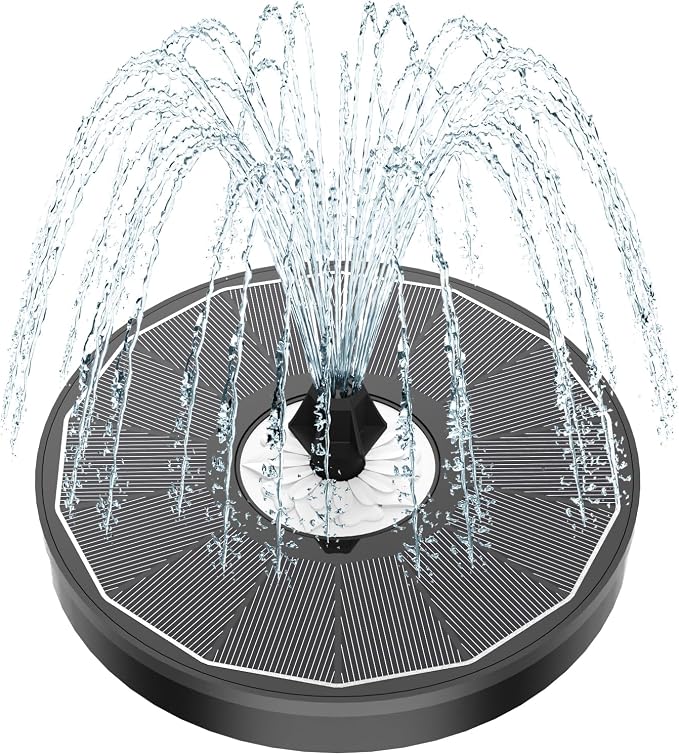 Yzert Solar Fountain Glass White Flower, 3.5W Bird Bath Fountains Solar Power No Battery with 4 Fixed Rods & 7 Nozzles, Solar Fountain Pump for Bird Bath, Garden, Outdoor, Pond, Pool,Hummingbird