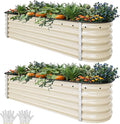 YITAHOME 2pcs 6.5x2x1.5ft Large Raised Garden Bed Kit, Galvanized Metal Planter Box with Gloves & Safety Rubber, Outdoor Above Ground Planters for Plants Vegetables Flowers, Cream Yellow