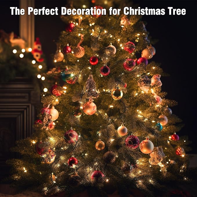 ASENEK Extra Long Christmas Tree Lights 197FT 600 LED Connectable 8 Modes with Timer Decorative String Lights for Xmas Tree Patio Party Warm White