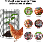 YEXEXINM 10 Pack 12" H X 4" D Wire Small Plant Protector from Animals, 10 PCS Small Metal Plant Cage Chicken Wire Cloche with Ground Stakes and Nylon Tie to Keep Animals Out, Garden Protection