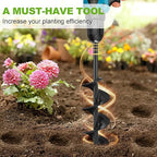 Auger Drill Bit for Planting 1.6 x 9 Inch, Garden Spiral Hole Drill, Bulb Auger, Easy Planter Rapid Planter Bulb & Bedding Plant Auger for 3/8" Hex Drive