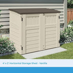 Suncast 4 Pack 34 Cu Ft Capacity Horizontal Outdoor Storage Shed for Garbage Cans, Garden Accessories, Backyard, and Patio Use, Vanilla