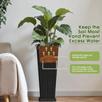Devoko Resin Tall Planters with Tray for Outdoor Plants Set of 2, Large Taper Outdoor Planter Pots with 4 Drainage Holes, Flower Pots Modern Decor for Porch, Patio, Backyard, Garden(Black, 24")