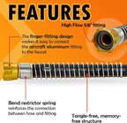 5/8 in. × 75 ft. High Flow Heavy Duty Garden Hose Flexible Hybrid Rubber Water Hose, No Memory Durable Premium Water Hose for Watering, Irrigation, Water Transfer Pump