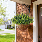 17 Inch Artificial Plants Outdoor Faux Shrubs Eucalyptus Boxwood Grass UV Resistant Fake Plant Greenery Decor for Indoor Window Garden Patio Pathway Front Porch Home Decor（6 Bundles,Green）