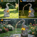 mocosa Solar Garden Statues Elephant and LED Lights Birthday Gifts for Women Mom Grandma Solar Outdoor Cat Decor for Outside,Outdoor Solar Lights for Yard, Garden and Patio, Unique Gift for Women