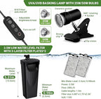 GOZILLA Aquatic Turtle Tank Kit+Lamp+Filter, Upgrade PC Turtle Tank Starter Kit with Adjustable Lamp & Filter,Reptile Habitat with Lid,Hanging Platform for Small Reptiles.(15.75×7.9×9''/Black Kit)