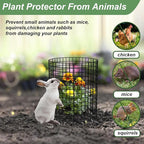 10 Pack Plant Protector from Animals, 13.5" Dia x 14" H Wire Plant Protectors, 30pcs Pre-Bent Metal Mesh to Keep Animals Out with Zip Ties & Stakes (10 Packs)