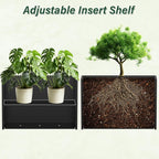 Metal Tall Planter 38" L x 10" W x 26" H, Long Rectangular Planter Box with Drainage Holes & Removable Shelf – Heavy Duty Steel Planter for Tall Plants, Flowers or Shrubs