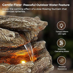 Jocoevol 32" High Outdoor Water Fountain, 5-Tiers Cascading Rock Waterfall Fountain with LED Lights for Garden, Patio, Yard Decor, Soothing Tranquility for Any Outdoor Living Space