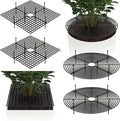 Nuanchu 6 Pcs Plant Pot Covers Grid Soil Protector from Animals 11.8" Cuttable Flower Protector Cat Digging Stopper Plant Pot Cover with Stakes for Indoor Outdoor Gardening, Round Square (Black)