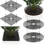 Nuanchu 6 Pcs Plant Pot Covers Grid Soil Protector from Animals 11.8" Cuttable Flower Protector Cat Digging Stopper Plant Pot Cover with Stakes for Indoor Outdoor Gardening, Round Square (Black)