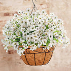 Uieke 16 Bundles Outdoor Artificial Flowers UV Resistant Fake Flowers No Fade Faux Plastic Plants for Garden Porch Window Box Home Outside Hanging Planter Spring Summer Décor (White)