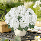 AGIRL 3 Bundles White Artificial Hydrangea Flowers for Outdoors, UV Resistant Lifelike Faux Flowers for Spring Indoor Outdoor Garden Patio Porch Balcony Home Decoration Wedding Party Centerpieces
