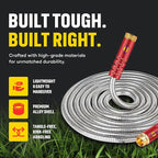 Stainless Steel Water Hose | Heavy Duty Metal Garden Hose with Nozzle | Kink Free, Anti Rust | Flexible and Lightweight Water Pipe for Gardening | Available in Different Sizes | HydroPro