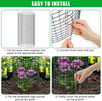 5 Pack Plant Protector from Animals, 24x12 inch Wire Plant Cages Mesh Plant Cage Garden Plant Protector, Sturdy Bunny Barricades Chicken Wire Cloche Plant Protectors for Keeping Bunny Animals Out