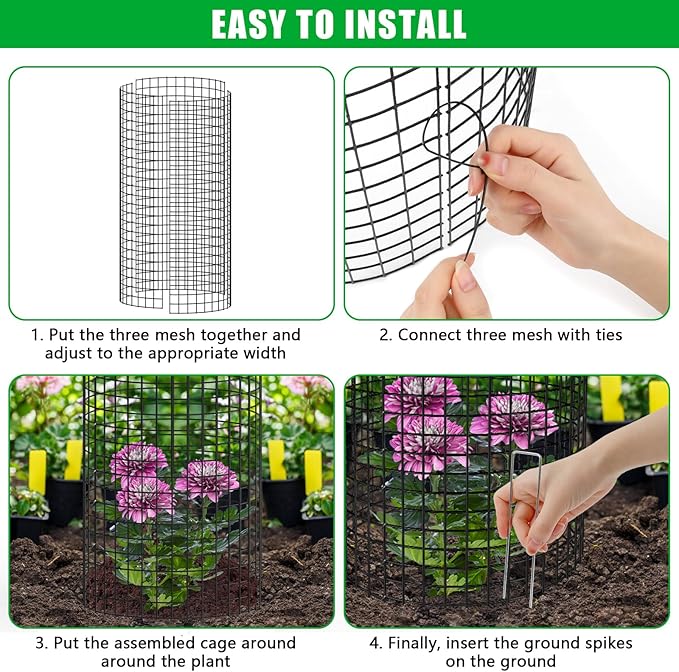 5 Pack Plant Protector from Animals, 24x12 inch Wire Plant Cages Mesh Plant Cage Garden Plant Protector, Sturdy Bunny Barricades Chicken Wire Cloche Plant Protectors for Keeping Bunny Animals Out