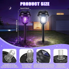 Qualirey 4 Pcs Solar Mosquito Zapper Outdoor Waterproof Solar Powered Bug Zapper Outdoor Mosquito Killer Lamp Trap Repellent Light for Garden Yard Insect (Purple and White Light,Black)